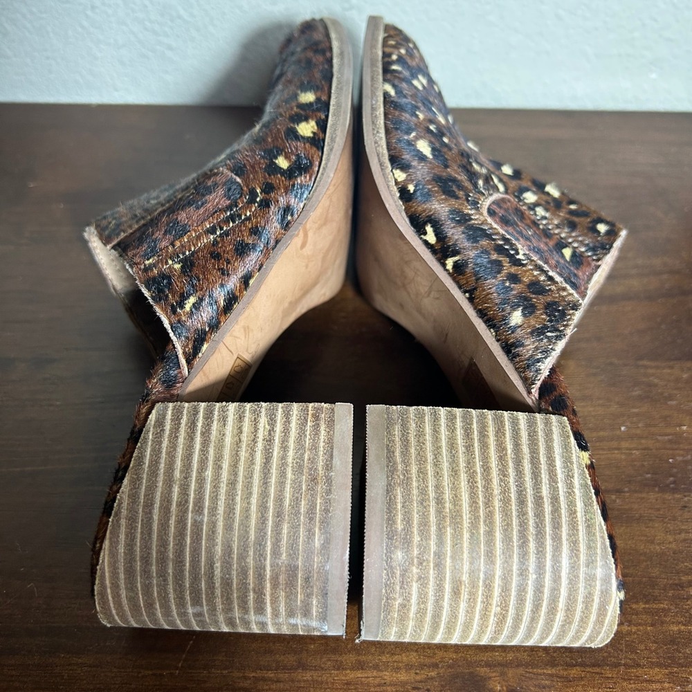 Madewell Shoes 9 Leopard Calf Hair Mules‎ Brown Animal Print Block Heel - Picture 7 of 10